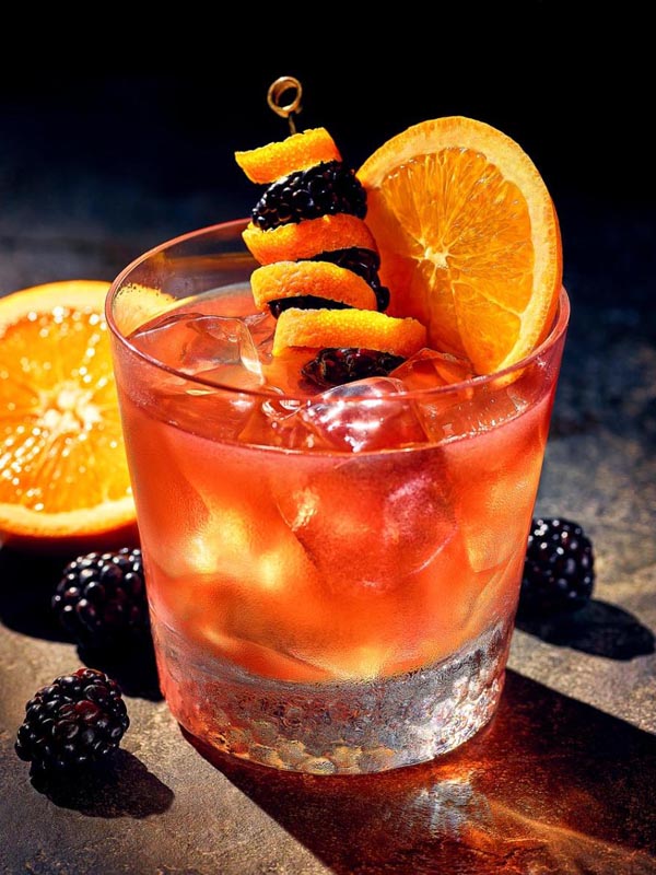 Orange blackberry rye drink
